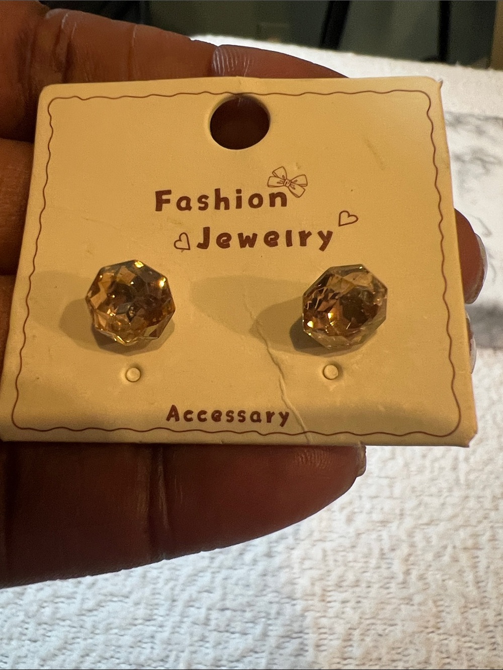 Fashion Jewelry Gold Faceted Crystal Stud Earrings - Picture 3 of 3